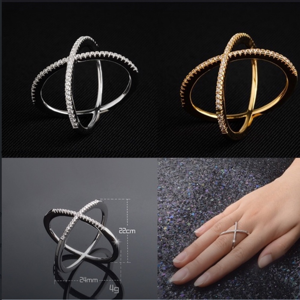 SILVER CRISSCROSSED RING - Picture 2 of 4